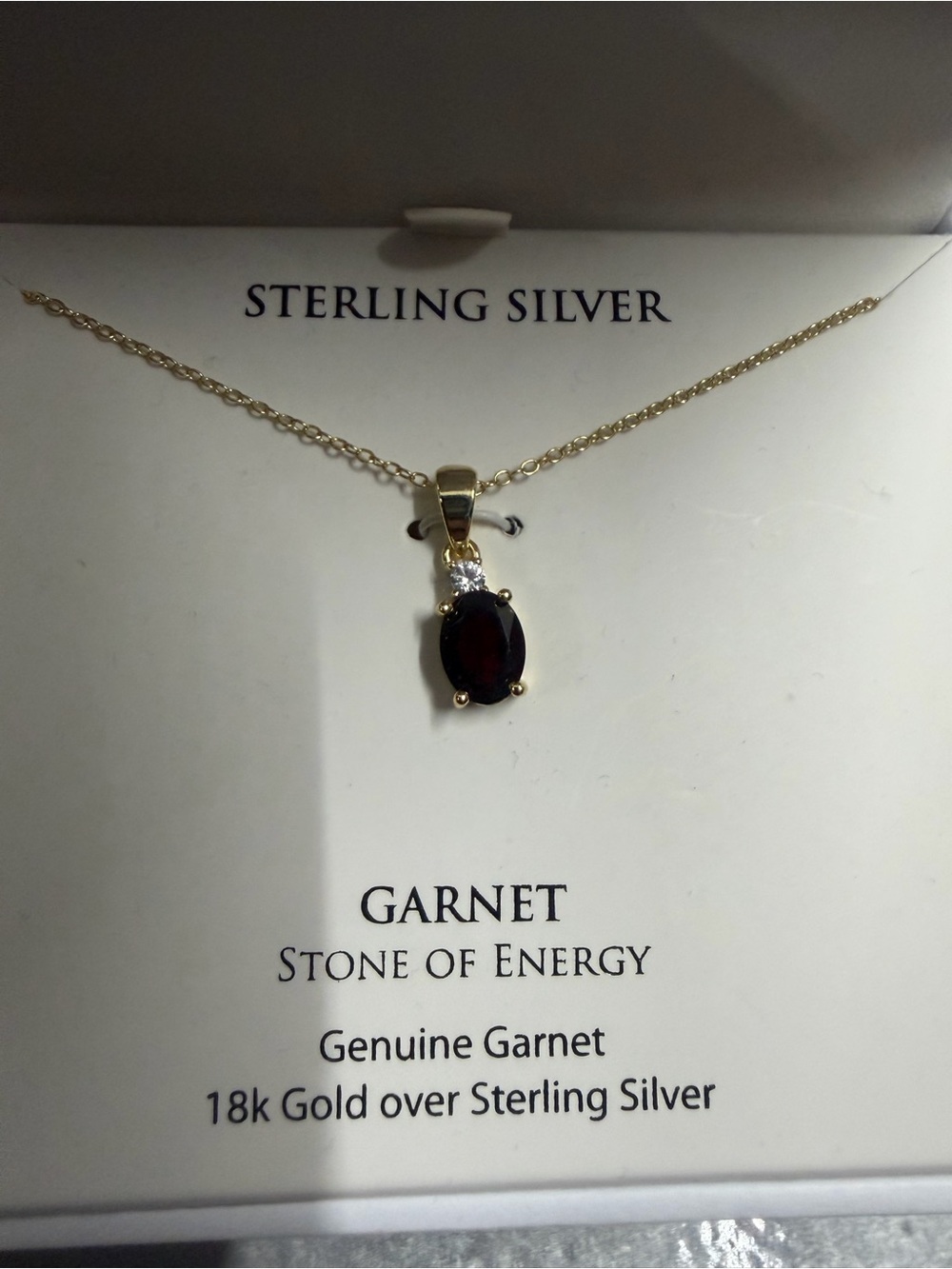 Macy's Garnet Pendant Necklace in Gold and Deep Red